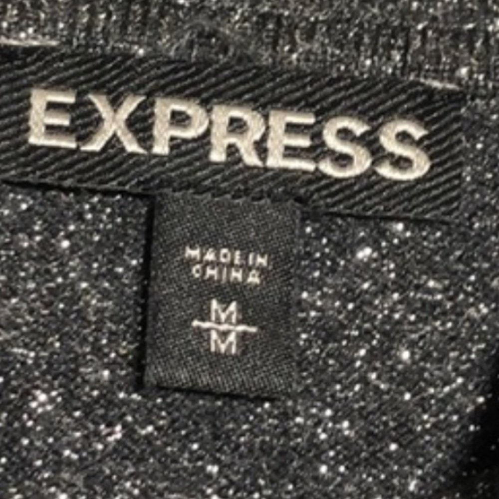 Express Women's Sweater. Black With Sparkle Zipper Back High Low Size Medium - Picture 8 of 9